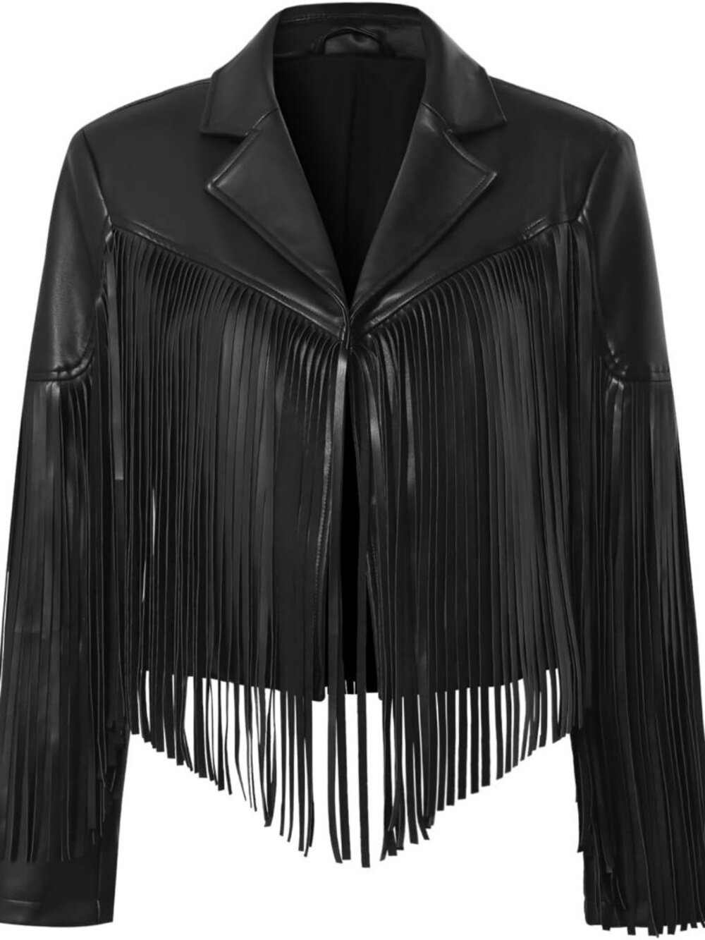 Fringe Faux Leather Western Jacket | Cowgirl Tassel Crop Moto Top for Concerts